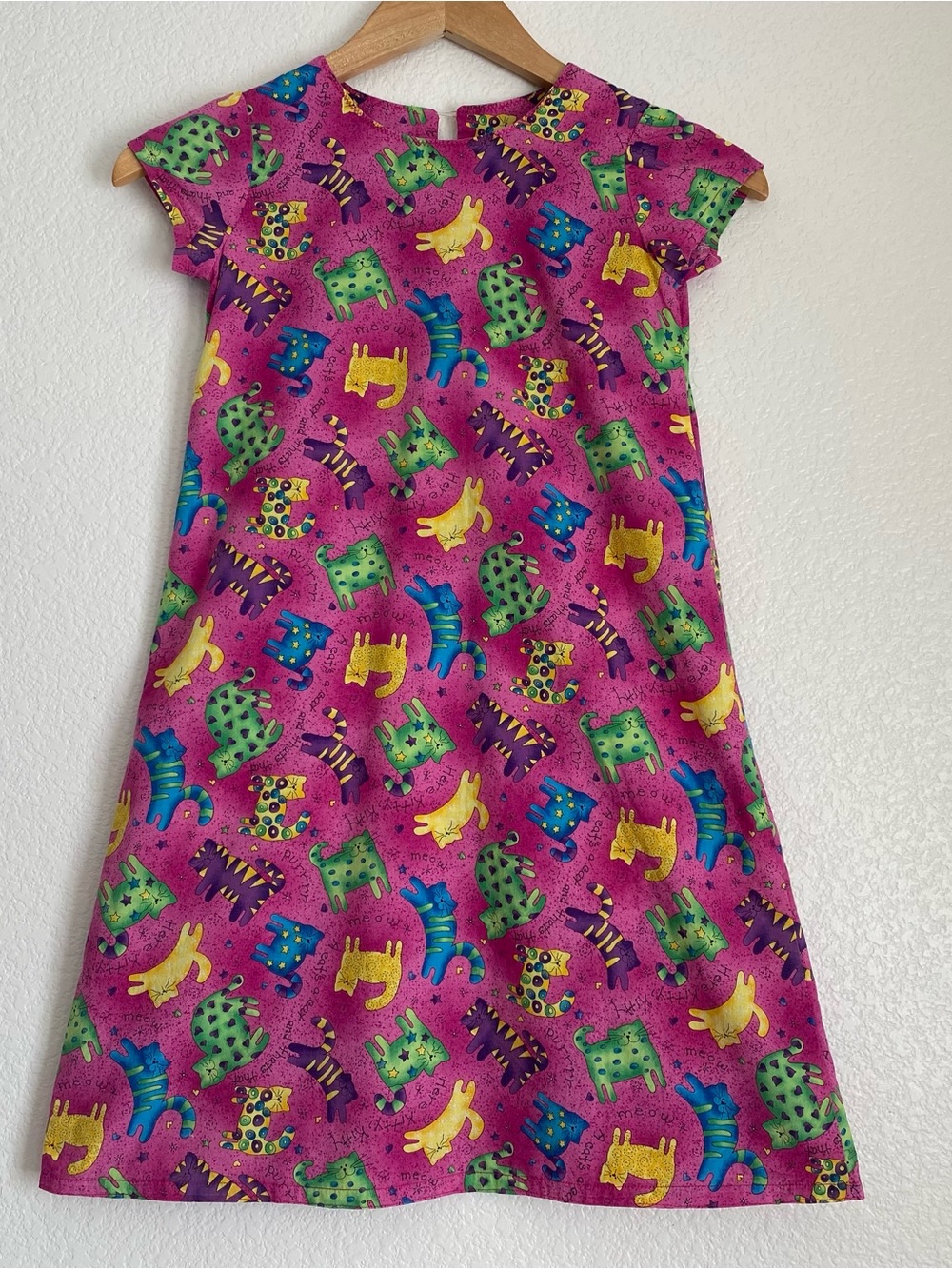 Handmade Vintage cat print  short sleeve dress